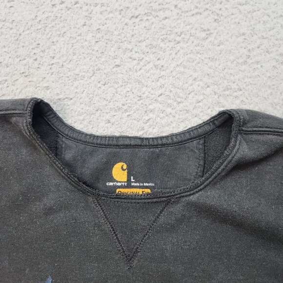 Carhartt Sweatshirt Mens Large Original 001 Black Paint Splatter Thrashed Grunge - Picture 7 of 11
